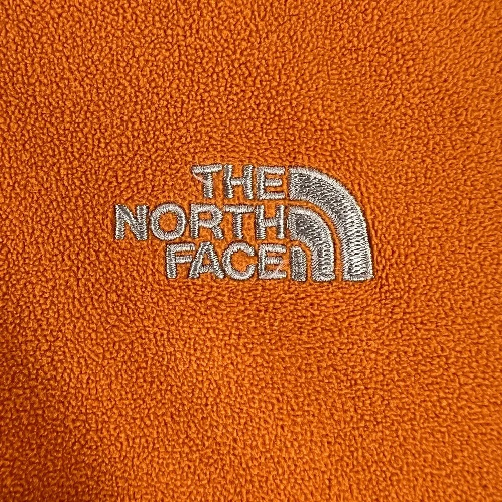 The North Face Mens Sweatshirt Large Orange Long Sleeve 1/4 Zip Mock Neck Fleece